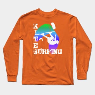 Kite Surfing WIth Freestyle Kitesurfer And Kite 16 Long Sleeve T-Shirt